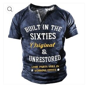 HENLEY’S - 3D Print, Graphic Letter T-Shirt. Navy Blue. Size Large.